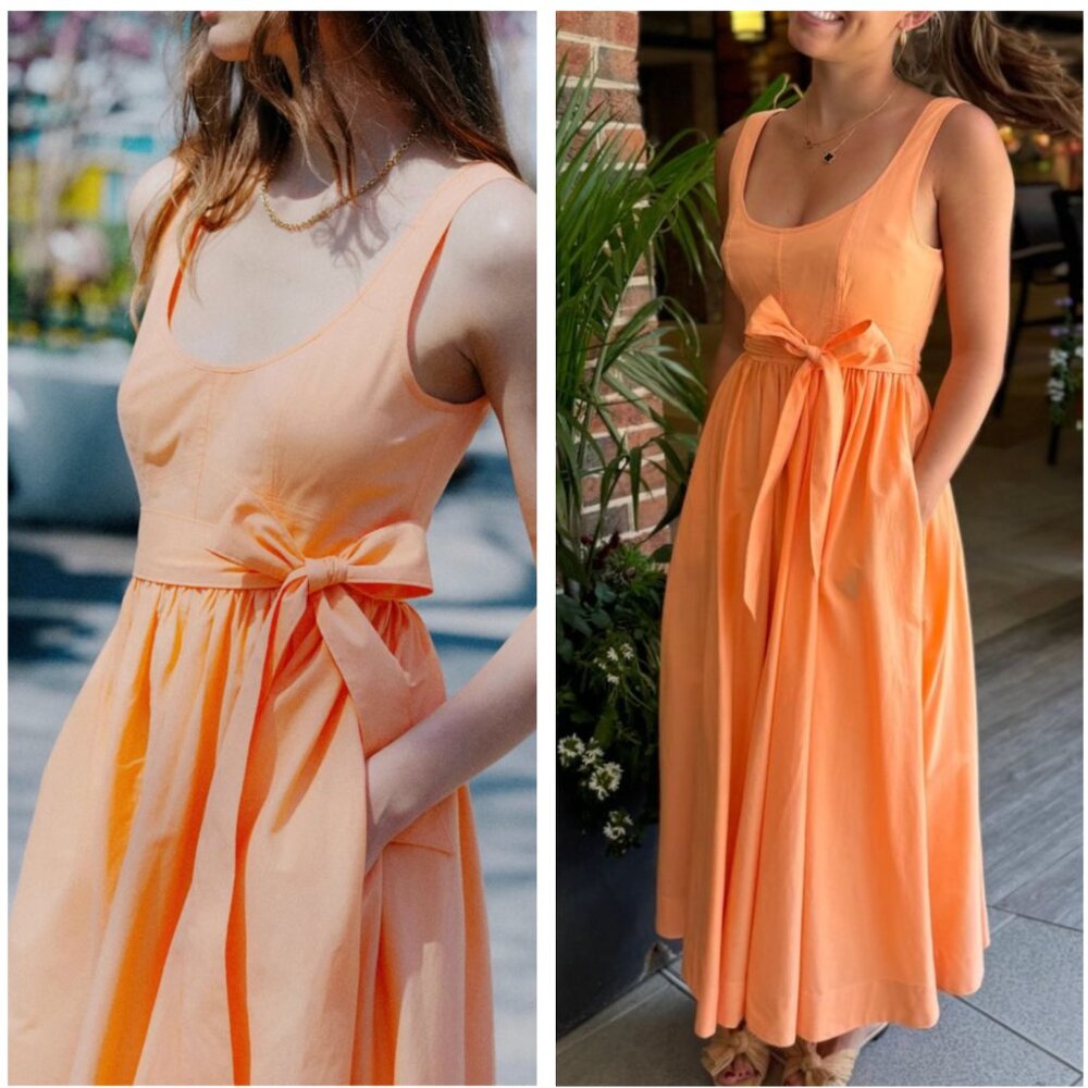 Cinq à Sept 5a7 Kilah Cotton Midi Dress Sz10/12 Marmalade Orange